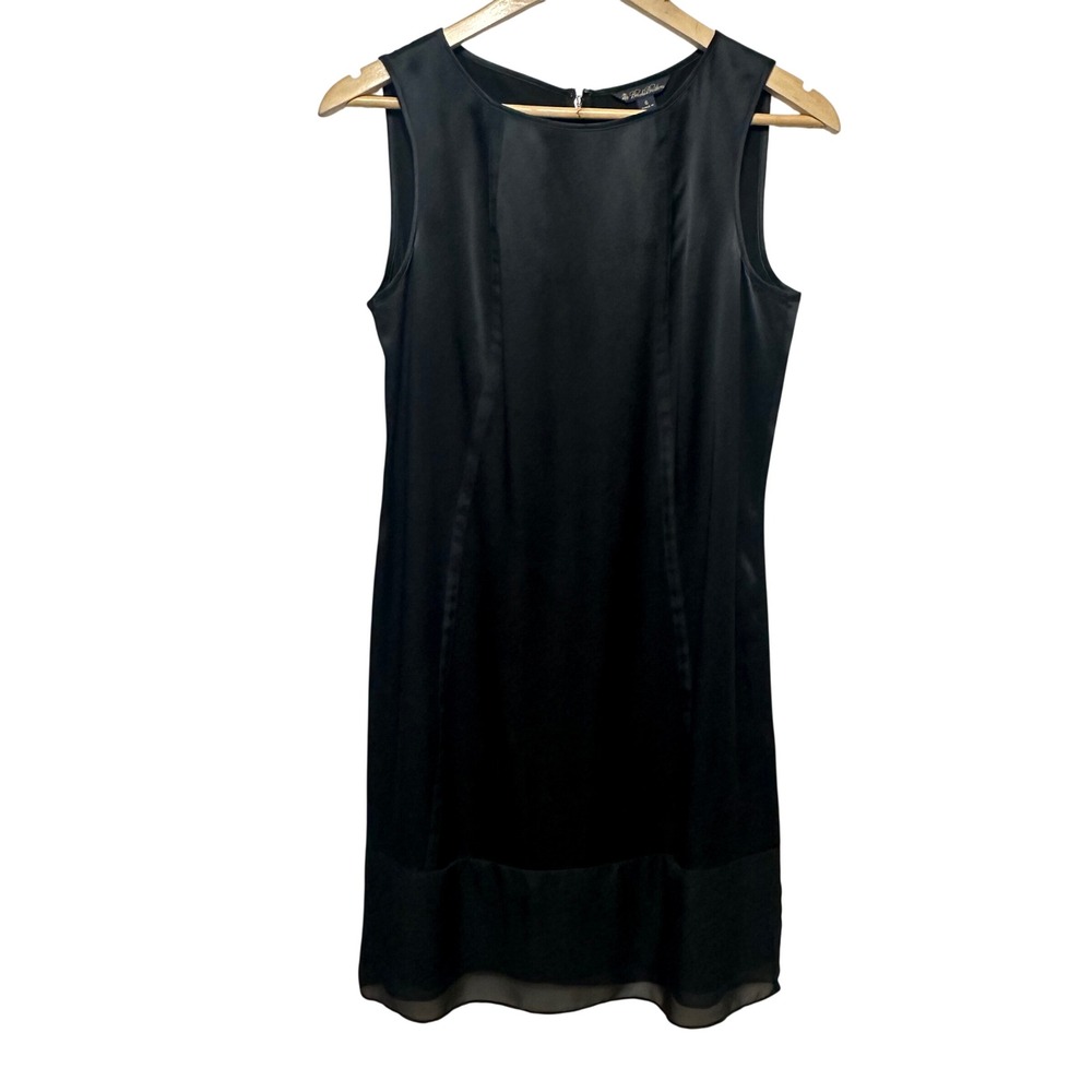 Brooks Brothers Silk Sheath Dress Women 6 Black LBD Chiffon Hem Sophisticated